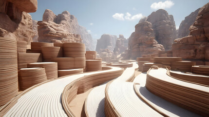 pedestrian zone where the pavement is layered with interactive graffiti codes