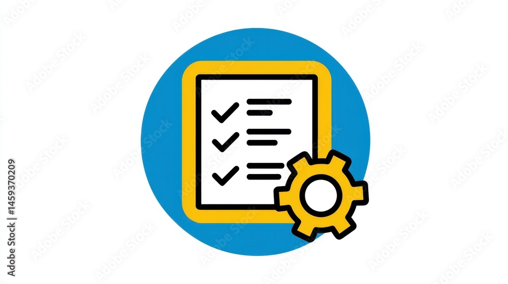 Aufkleber digital document with a checklist and gear icon representing organization planning and productivity 