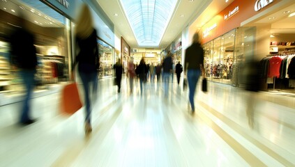 Crowded shopping mall interior