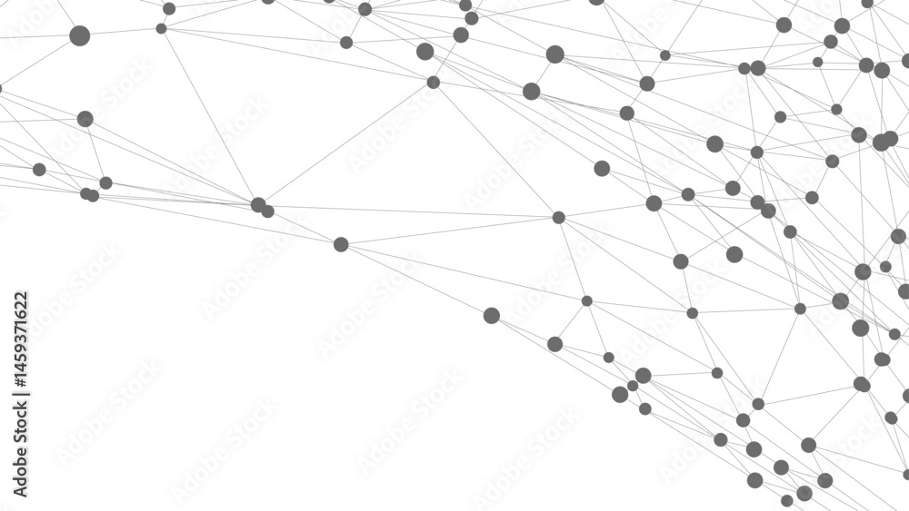 Fototapete Dots connected by lines. Abstract wave. Minimalist mesh. Abstract polygonal shape.