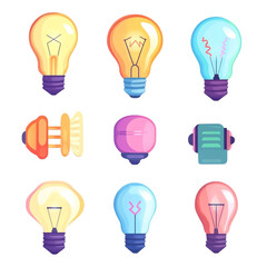 Colorful lightbulbs ideas innovation creativity design concept