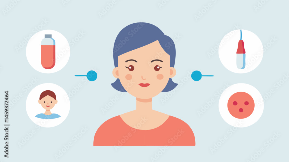 Poster microneedling process a simple multistep illustration showing the microneedling process with a final