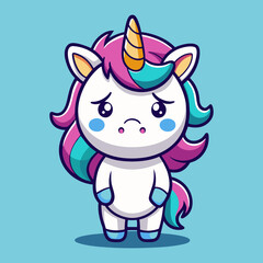 Fototapeta premium Download Cute Unicorn Crying Cartoon Vector Icon Illustration Eps File For Design.