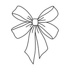 Satin bow illustration. Ribbon with knot for gift card and design.