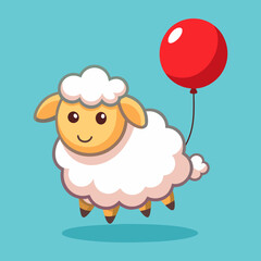 Download Cute Sheep Floating With Balloon Cartoon Vector Icon Illustration Eps File For Design.