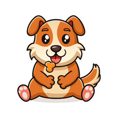 Download Cute Dog Eating Bone Cartoon Vector Icon Illustration. Eps File For Design.