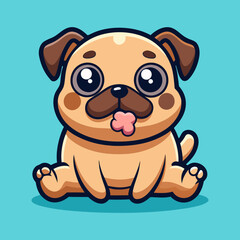 Download Cute Pug Dog Eating Bone Cartoon Vector Icon Illustration. Eps File For Design.