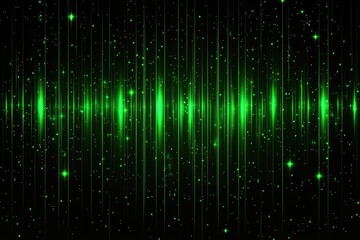 Abstract green light waves on dark background