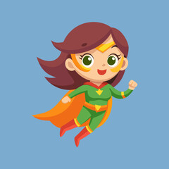 Download Cute Superhero Girl Flying Cartoon Vector Icon Illustration Eps File For Design.