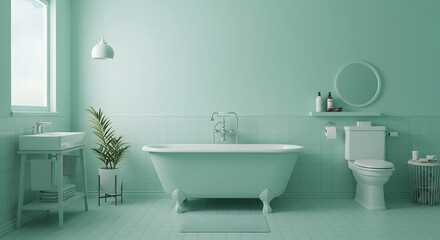Modern Minimalist Bathroom Design with Soft Mint Green Color