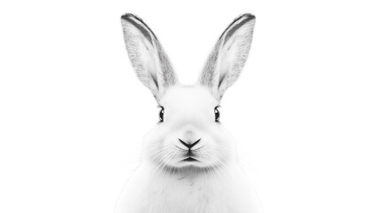 White rabbit with one ear down, centered on white, isolated image