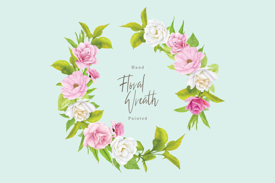 watercolor rose wreath design 