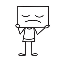 sad man stick figure vector