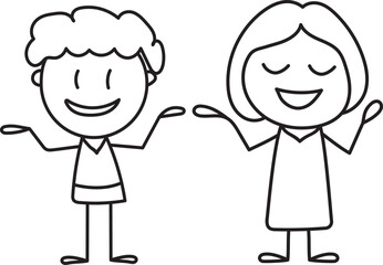 man and woman rejoice stick figures vector