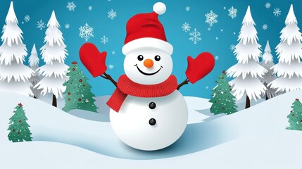Obraz premium Happy Snowman in Winter Wonderland