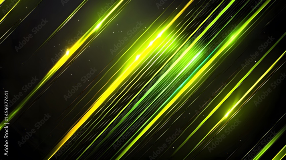 Poster dynamic diagonal lines of vibrant lime and gold light.