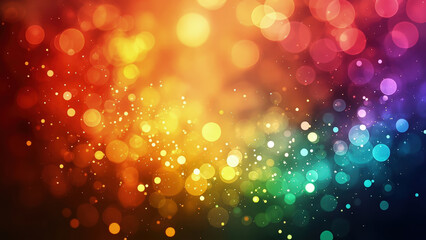 Vibrant abstract bokeh background with glowing circles and colorful spectrum of light creating a magical effect