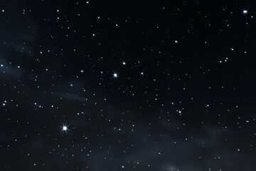 Starry Night Sky with Sparkling Stars on Deep Black Background