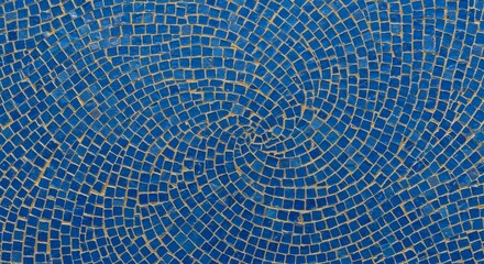 Fototapeta premium Blue Mosaic Tile Swirl Pattern - Abstract of a swirling blue mosaic tile pattern. Perfect for backgrounds, textures, and design projects