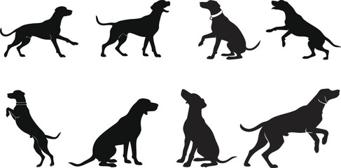 dog set silhouette blacks eps