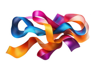 Colorful ribbons swirling design on transparent background