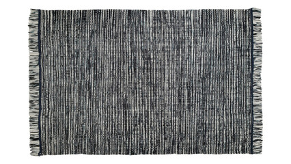 Stylish woven rug with fringe design adds texture to modern living space.