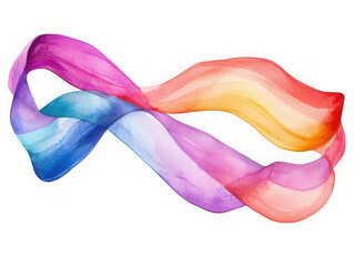 Fototapeta premium Colorful watercolor ribbon swirl design on transparent background