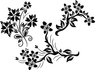 Floral Design Delicate Flowers, Leaves, and Botanical Elements