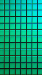 Green Gradient Glass Tile Grid Pattern, Modern Textured Background, Reflective Surface, Seamless Square Tiles, Abstract Design