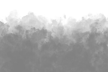 Gray watercolor cloud texture background with white or transparent backdrop for abstract design and digital art projects
