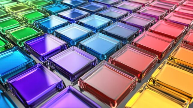 Vibrant Rainbow Glass Tile Mosaic: A spectrum of color and light
