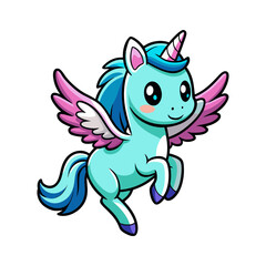 Fototapeta premium Download Cute Unicorn Flying With Wing Cartoon Vector Icon Illustration. Eps File For Design.