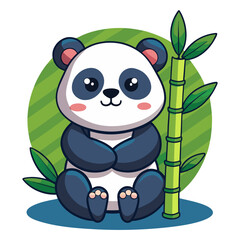 Naklejka premium Download Cute Baby Panda Hug Bamboo Cartoon Vector Icon Illustration. Eps File For Design.