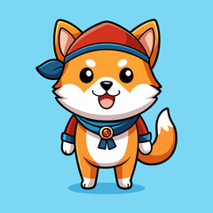 Download Cute Shiba Inu Dog Pirate Cartoon Vector Icon Illustration. Eps File For Design.