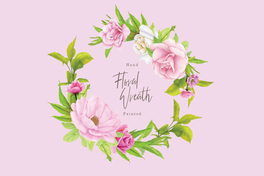 watercolor rose wreath design 