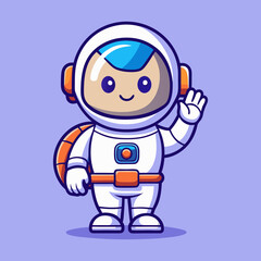 Download Cute Astronaut Take Off Helmet And Waving Hand Cartoon Vector Icon Illustration Eps File For Design.