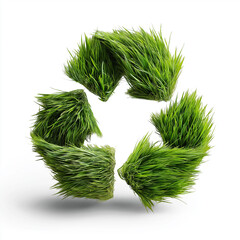Symbole de Recyclage en Herbe Verte sur Fond Blanc