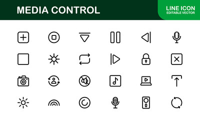 Playback and Media Control Icons. Stylish, Scalable Symbols for Audio, Video, Streaming, and Digital Entertainment User Interfaces