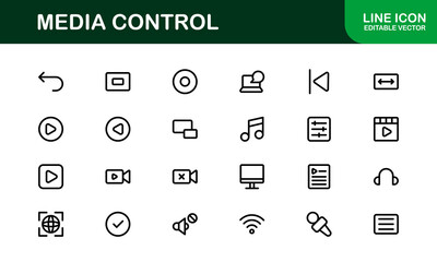 Playback and Media Control Icons. Stylish, Scalable Symbols for Audio, Video, Streaming, and Digital Entertainment User Interfaces