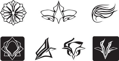 A set of vector elements, modern flat design with intricate black lines and futuristic aesthetics of sharp angles and smooth curves, simple two-dimensional shapes, soft dreamy atmosphere and high tech