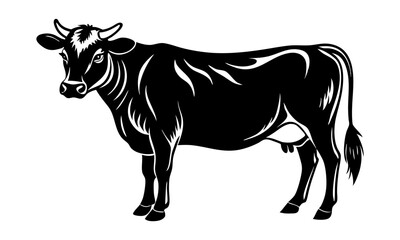 Download Beautiful Cow Silhouette Black Vector Art Illustration Eps File For Design.