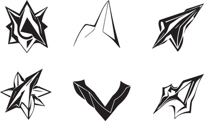 A set of vector elements, modern flat design with intricate black lines and futuristic aesthetics of sharp angles and smooth curves, simple two-dimensional shapes, soft dreamy atmosphere and high tech