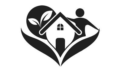 Download Human Hearth Home Care Logo Design Icon Creative Silhouette Black Vector Illustration Eps File For Design.