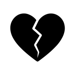 Solid broken heart icon symbolizing heartbreak