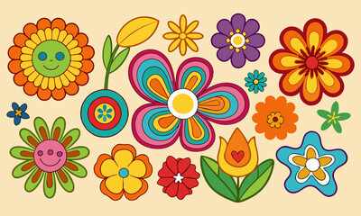 Download Collection Of Simple Blooming Flowers  Eps File For Design.