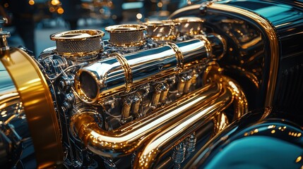 Detailed view of a highly customized engine