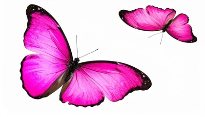  Pink Butterfly flying, isolated on white background