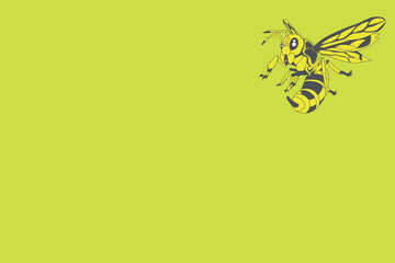 vector bee on a green background in the monsters