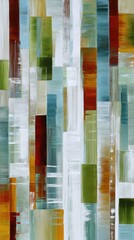 Abstract Rectangular Painting with Blue, Green, Red and White Vertical Blocks