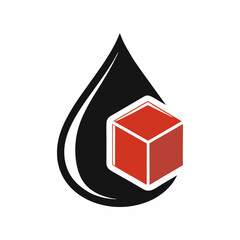 Minimalist Droplet and Cube Icon vector.